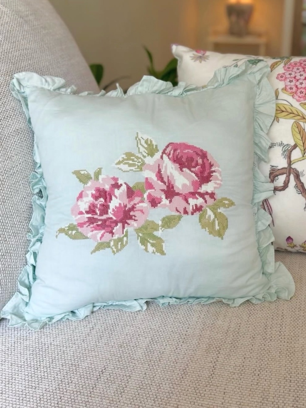 Vintage needlepoint pillow